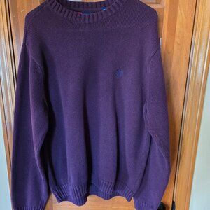 CHAPS Sweater Men's XL Cotton Embroidered Logo Knit Crewneck Pullover Maroon